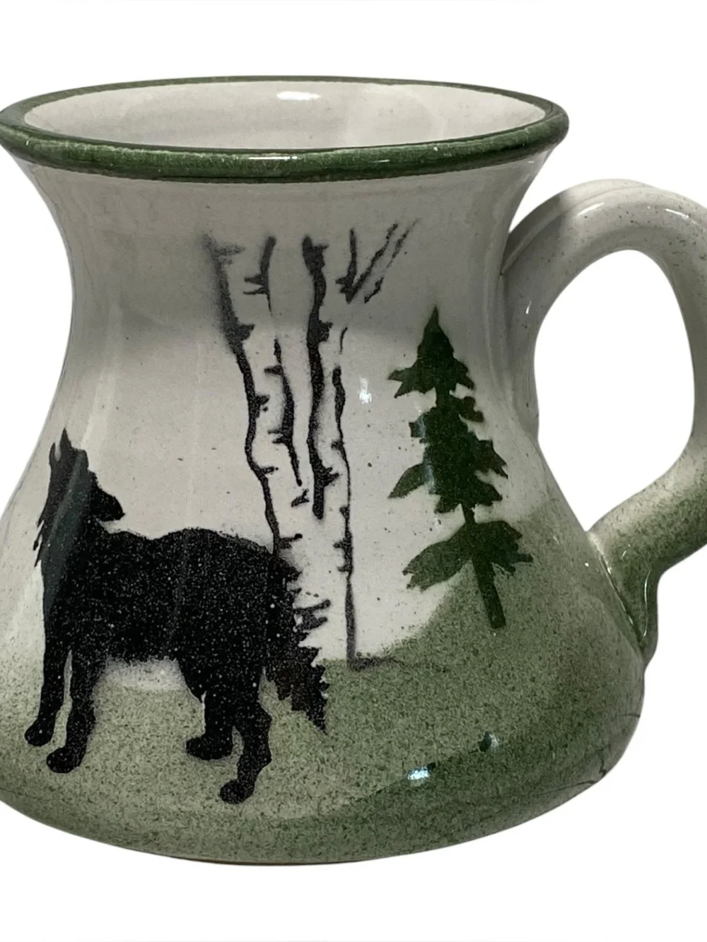 Vintage Travel Wolf Coffee Mug Cup Stoneware Specialties Mountains Trees Forest